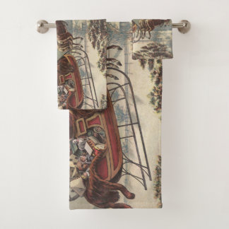 Vintage Christmas Eve Victorian Santa Claus Sleigh Bad Handdoek