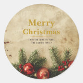 Vintage Christmas Gold Sticker | Classic & Elegant (Devant)