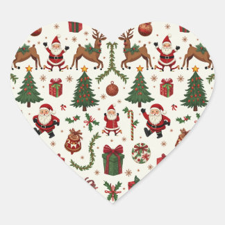 Vintage Christmas Heart Sticker