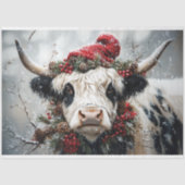 Vintage Christmas Highland Koe Decoupage Tissuepapier (Voorkant)