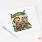 Vintage Christmas Holiday sticker animal de compag (Enveloppe)