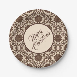 Vintage Christmas Holly Leaves, Berries & Flowers Papieren Bordje