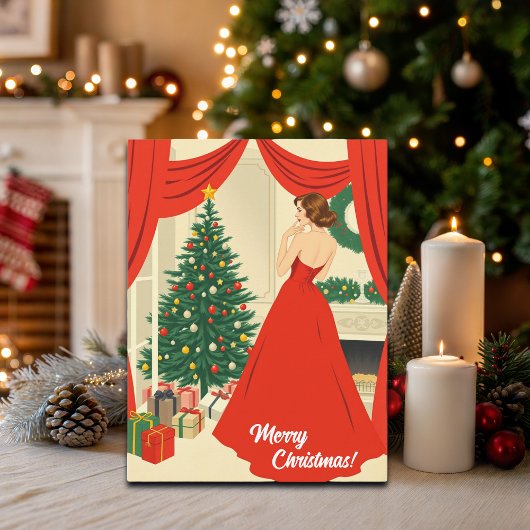 Vintage Christmas Illustration Feestdagenkaart