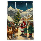 Vintage Christmas Illustration Medium Cadeauzakje (Achterkant)