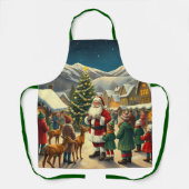 Vintage Christmas Illustration Schort (Voorkant)