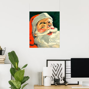 Vintage Christmas, Jolly Retro 50's Santa Claus Poster
