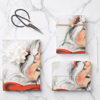 Vintage Christmas, Jolly Santa Claus with Music Inpakpapier Vel