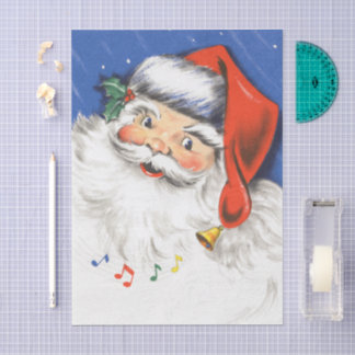 Vintage Christmas, Jolly Santa Claus with Music Tissuepapier