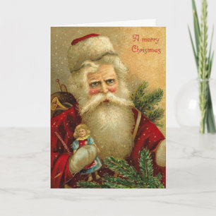 Vintage Christmas Kaart Santa