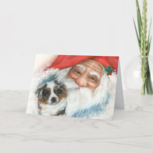 Vintage Christmas Kaart ~ Santa en Border Collie P