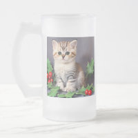 Vintage Christmas Kitten en Holly
