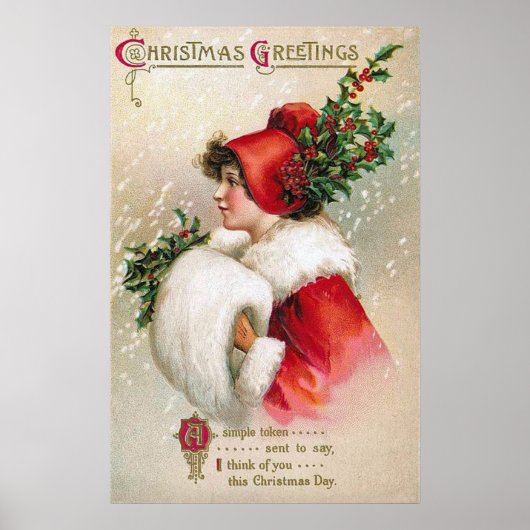 Vintage Christmas lady Poster de vacances (Devant)