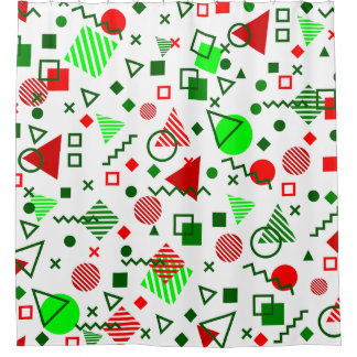 Vintage Christmas Memphis 1990 Wit Douchegordijn