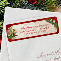 Vintage Christmas Music French Horn Return Address