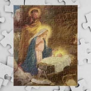 Vintage Christmas Nativity, Mary Joseph Baby Jesus Legpuzzel