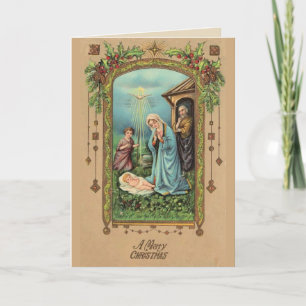 Vintage Christmas Nativity Virgin Mary Feestdagen Kaart