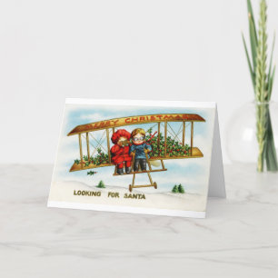 Vintage Christmas - Op zoek naar de Kerstman, Feestdagen Kaart