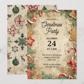 Vintage Christmas Party Invitation (Devant / Derrière)
