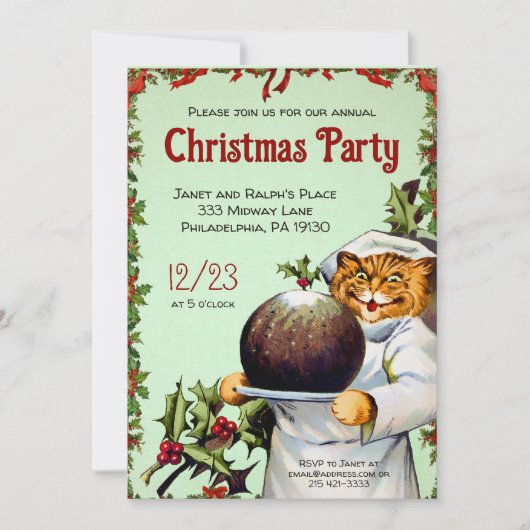 Vintage Christmas Party Personnalisable Invitation (Devant)