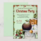 Vintage Christmas Party Personnalisable Invitation (Devant / Derrière)