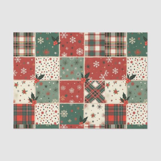 Vintage Christmas Patchwork Tissuepapier (Voorkant)