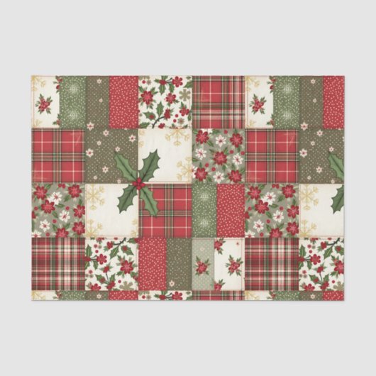 Vintage Christmas Patchwork Tissuepapier (Voorkant)