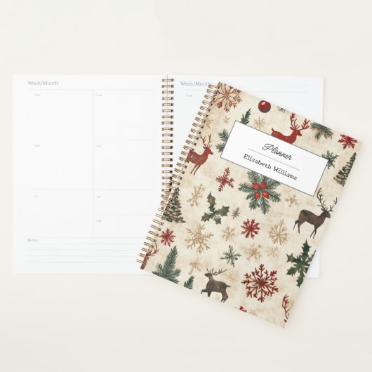Vintage Christmas Pattern Retro Holiday Journal (Devant avec enveloppe)