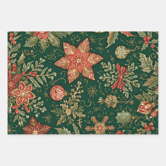Vintage Christmas Pattern - Wrapping Paper Sheets (Voorkant)
