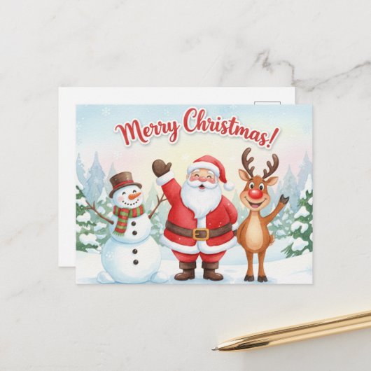 Vintage Christmas Postcard Briefkaart (Voorkant / Achterkant in situ)