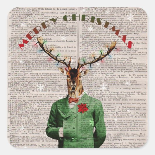 Vintage Christmas Reindeer Kerst stickers (Voorkant)