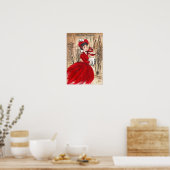 Vintage Christmas retro lady Poster de vacances (Cuisine)