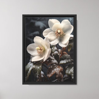 Vintage Christmas Roos (Helleborus) Uitgerekt Canv Canvas Afdruk