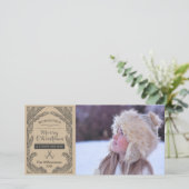 Vintage Christmas Rustic Pine Branch Vakantie Foto Feestdagenkaart (Staand voorkant)