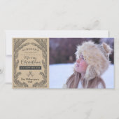 Vintage Christmas Rustic Pine Branch Vakantie Foto Feestdagenkaart (Voorkant)