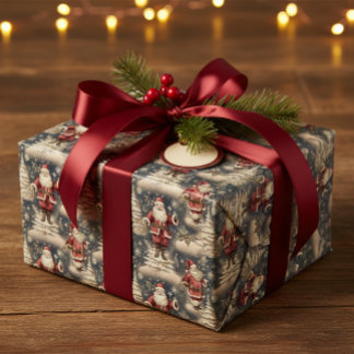 Vintage Christmas Santa Cadeaupapier