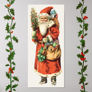 Vintage Christmas, Santa Claus Die Cut Image Poster