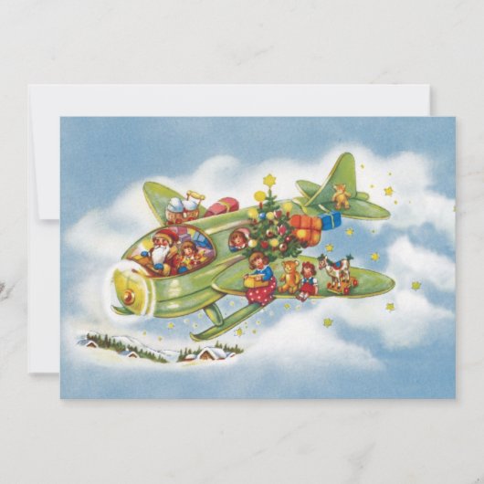Vintage Christmas, Santa Claus Invitation d'avion (Devant)