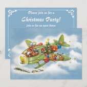 Vintage Christmas, Santa Claus Invitation d'avion (Devant / Derrière)