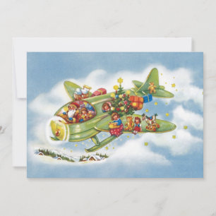 Vintage Christmas, Santa Claus Invitation d'avion