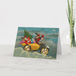 Vintage Christmas Santa on motorbike standard