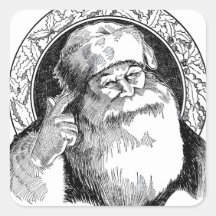 VINTAGE CHRISTMAS SANTA SQUARE STICKER