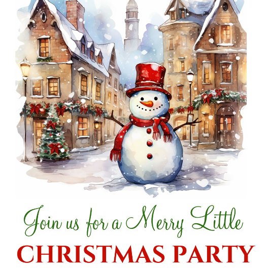 Vintage Christmas scene holiday party invitation
