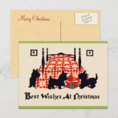 Vintage Christmas Scottie Briefkaart (Voorkant / Achterkant)