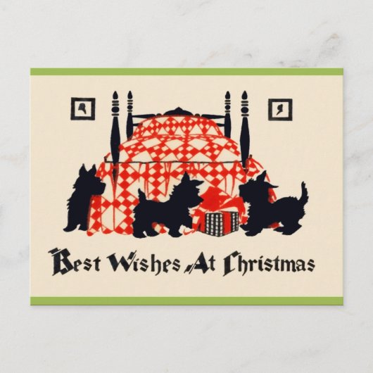 Vintage Christmas Scottie Briefkaart (Voorkant)