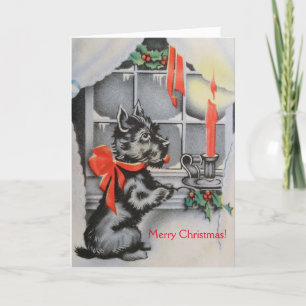 Vintage Christmas Scottie Dog, Feestdagen Kaart