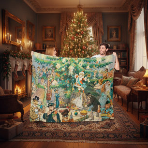 Vintage Christmas Sherpa Blanket Deken