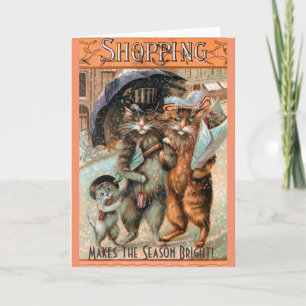 Vintage Christmas-Shopping maakt het seizoen zonni Feestdagen Kaart