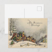 Vintage Christmas Sleigh Ride Briefkaart (Voorkant / Achterkant)