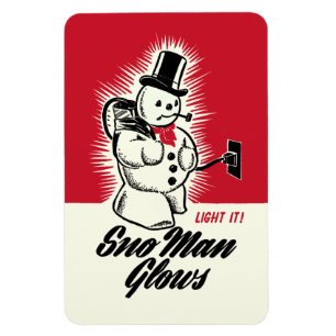 Vintage Christmas Sno Man gloeit magneet