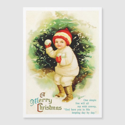 Vintage Christmas Snowball Fête Carte (Devant)